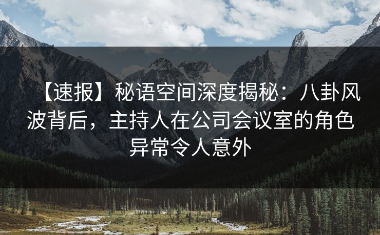【速报】秘语空间深度揭秘：八卦风波背后，主持人在公司会议室的角色异常令人意外