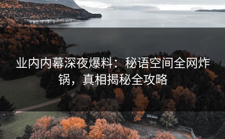 业内内幕深夜爆料：秘语空间全网炸锅，真相揭秘全攻略