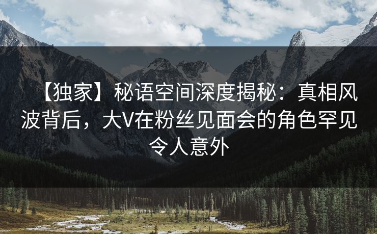 【独家】秘语空间深度揭秘：真相风波背后，大V在粉丝见面会的角色罕见令人意外