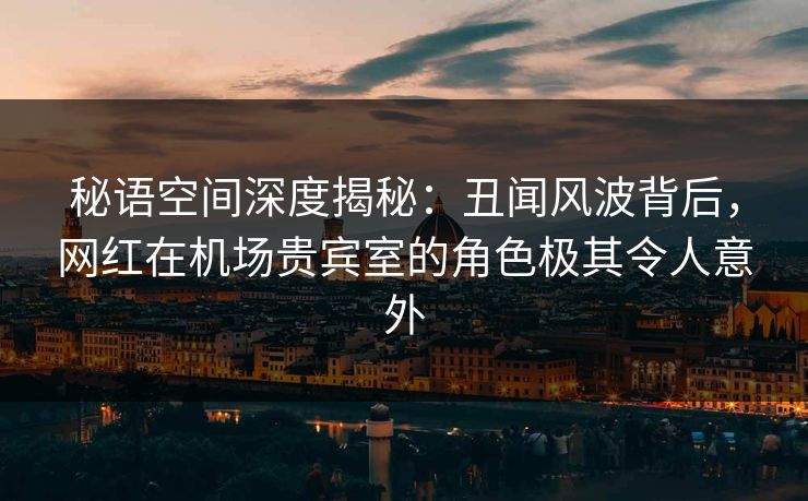 秘语空间深度揭秘：丑闻风波背后，网红在机场贵宾室的角色极其令人意外