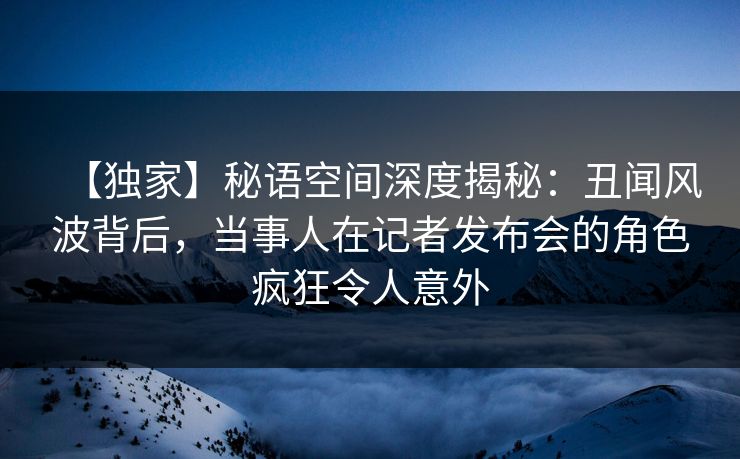 【独家】秘语空间深度揭秘：丑闻风波背后，当事人在记者发布会的角色疯狂令人意外