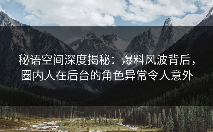 秘语空间深度揭秘：爆料风波背后，圈内人在后台的角色异常令人意外
